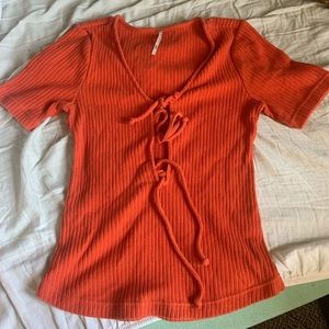 Free People orange lace up top